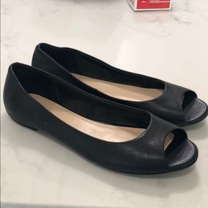 Cole Haan peep toe flats - black